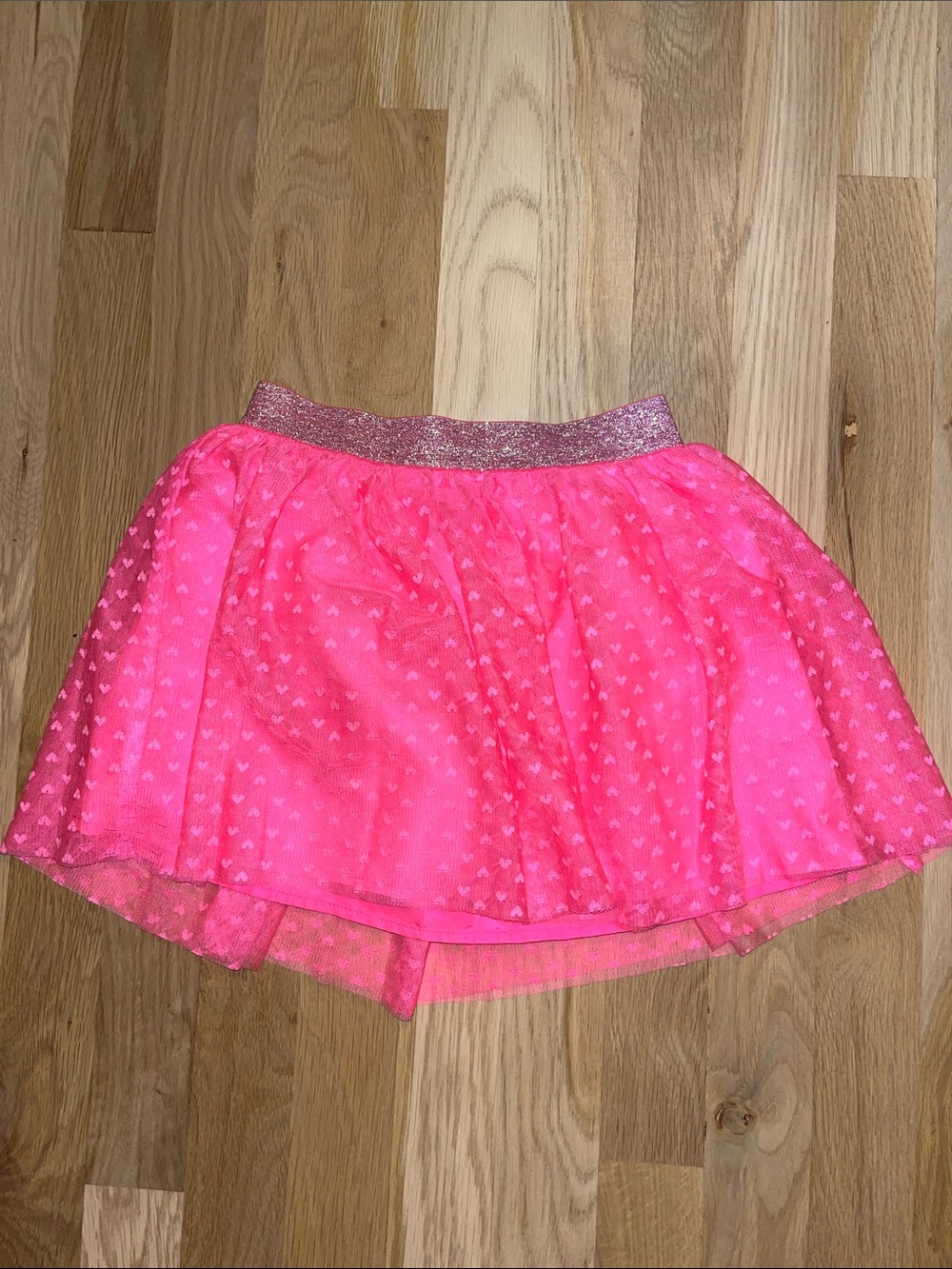 Cat & Jack Hot Pink Layered Tulle Skirt with Hearts size XS (4/5)